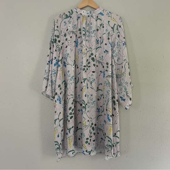 Anna Glover x H&M Cream Dress Floral Design Tunic Flowy Casual Formal Summer - Picture 2 of 10